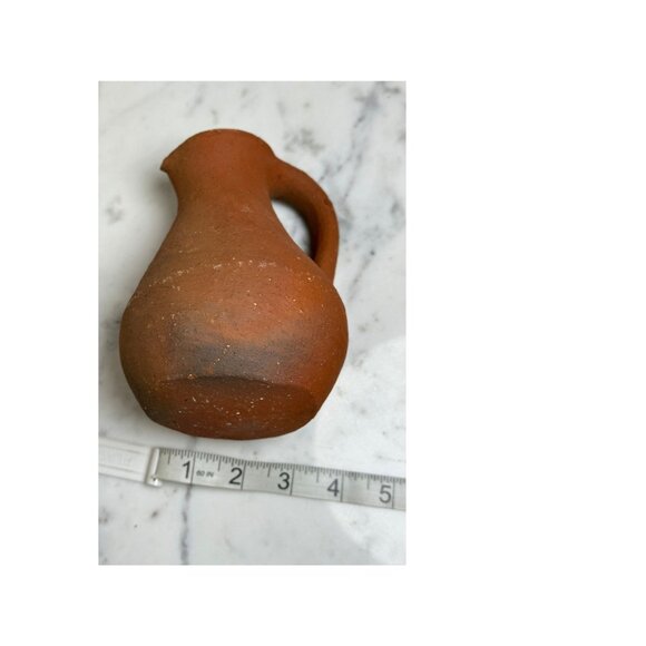 Vintage Handmade Terracotta Pottery Jug Vase Embossed Dot Pattern Rustic Design - Picture 5 of 7